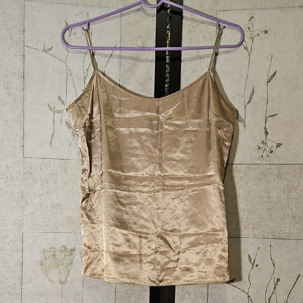 Gold Fitted Sleeveless Camisole with Spaghetti Straps
